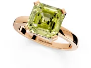 Solitaire Engagement Ring Setting for Fancy Yellow Asscher Cut Center with Plain Band and Flat Tab Prong Head in Rose Gold