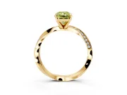 Side Accent Engagement Ring Setting for Fancy Yellow Radiant Cut Center with Accent Shoulders and Prong Head in Yellow Gold