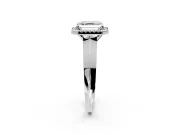Halo Engagement Ring Setting for Asscher Cut Center with Knife Ridge Cathedral Band and Prong Head in Platinum