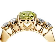 5 Stone Engagement Ring Setting for Fancy Yellow Cushion Cut Center with Equal Close-Set Accents and Prong Head in Yellow Gold