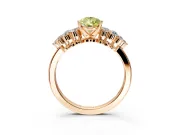 Cluster Engagement Ring Setting for Fancy Yellow Pear-Shaped Center with 2-Row Shoulder Clusters and Prong Head in Rose Gold