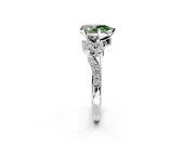 Solitaire Engagement Ring Setting for Fancy Green Pear-Shaped Center with Marquise Accent Twist Band and Prong Head in Sterling Silver
