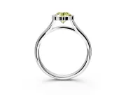 Solitaire Engagement Ring Setting for Fancy Yellow Oval Center with V Split Shank and Bezel Head in Sterling Silver
