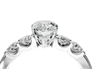 5 Stone Engagement Ring Setting for Pear-Shaped Center with Plain Band and Prong Head in Platinum