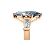 3 Stone Engagement Ring Setting for Fancy Blue Marquise Center with Channel Baguette Accents and Prong Head in Rose Gold