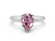 Solitaire Engagement Ring Setting for Fancy Pink Pear-Shaped Center with Wide Knife Ridge Band and Prong Head in Platinum