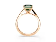Solitaire Engagement Ring Setting for Fancy Green Asscher Cut Center with Tapered Split Shoulders and Prong Head in Rose Gold