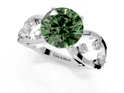 Solitaire Engagement Ring Setting for Fancy Green Round Cut Center with Criss-Cross Accent Band and Prong Head in Platinum