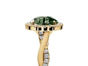 Halo Engagement Ring Setting for Fancy Green Round Cut Center with Twist Band and Prong Head in Yellow Gold