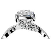 Solitaire Engagement Ring Setting for Radiant Cut Center with Narrow Twist Pave Band and Prong Head in Platinum