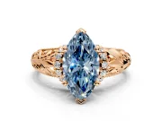 Solitaire Engagement Ring Setting for Fancy Blue Marquise Center with Filigree Accent Basket and Prong Head in Rose Gold