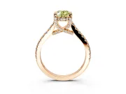 Solitaire Engagement Ring Setting for Fancy Yellow Oval Center with Widening Pave Band and Claw Prong Head in Rose Gold