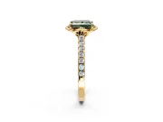 Floral Engagement Ring Setting for Fancy Green Princess Cut Center with Pave Band and Floral Prong Head in Yellow Gold