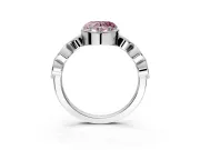 Vintage Station Engagement Ring Setting for Fancy Pink Heart-Shaped Center with Accents and Prong Head in White Gold