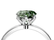 Solitaire Engagement Ring Setting for Fancy Green Heart-Shaped Center with Thin Rounded Plain Band and Prong Head in White Gold