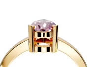 Solitaire Engagement Ring Setting for Fancy Pink Pear-Shaped Center with Plain Band and Flat Tab Prong Head in Yellow Gold