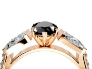 Channel-Set Engagement Ring Setting for Fancy Black Marquise Center with Baguette Band and Prong Head in Rose Gold