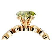 Solitaire Engagement Ring Setting for Fancy Yellow Heart-Shaped Center with Beaded Bezel Station Band and Prong Head in Yellow Gold