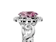 Halo Engagement Ring Setting for Fancy Pink Oval Center with Open Scroll Shoulders and Prong Head in Sterling Silver