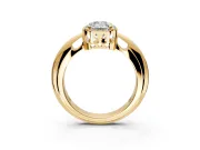 Halo Engagement Ring Setting for Emerald Cut Center with Tapered Plain Band and Prong Head in Yellow Gold