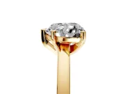 Solitaire Engagement Ring Setting for Heart-Shaped Center with Basket Rail and Prong Head in Yellow Gold