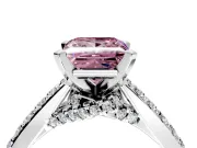 Solitaire Engagement Ring Setting for Fancy Pink Princess Cut Center with Crossover Accents and Prong Head in White Gold