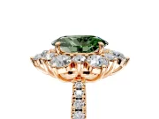 Floral Halo Engagement Ring Setting for Fancy Green Oval Center with Pave Accents and Prong Head in Rose Gold