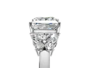 Solitaire Engagement Ring Setting for Princess Cut Center with Marquise Flower Shoulders and Prong Head in Sterling Silver