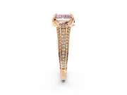 Solitaire Engagement Ring Setting for Fancy Pink Radiant Cut Center with Accented Split Shank and Prong Head in Rose Gold