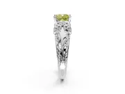 Solitaire Engagement Ring Setting for Fancy Yellow Cushion Cut Center with Filigree Accent Basket and Prong Head in White Gold