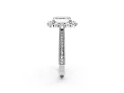 Milgrain Halo Engagement Ring Setting for Asscher Cut Center with Bezel Point Accents and Prong Head in Platinum