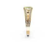 Split Shank Engagement Ring Setting for Fancy Yellow Radiant Cut Center with Pave Split Shank and Prong Head in Yellow Gold