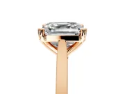 Solitaire Engagement Ring Setting for Asscher Cut Center with Tapered Shoulders and Prong Head in Rose Gold
