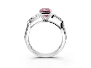 Channel-Set Engagement Ring Setting for Fancy Pink Radiant Cut Center with Baguette Band and Prong Head in Platinum