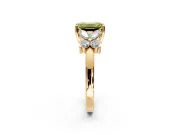 Floral Engagement Ring Setting for Fancy Yellow Emerald Cut Center with Marquise Cluster Shoulders and Prong Head in Yellow Gold