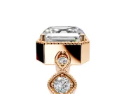 Vintage Station Engagement Ring Setting for Asscher Cut Center with Accents and Prong Head in Rose Gold