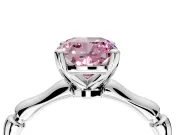 Solitaire Engagement Ring Setting for Fancy Pink Cushion Cut Center with Bamboo Band and Prong Head in Sterling Silver