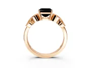 Leaf Engagement Ring Setting for Fancy Black Asscher Cut Center with Milgrain Accent Band and Prong Head in Rose Gold