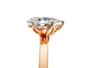 Solitaire Engagement Ring Setting for Pear-Shaped Center with Thin Rounded Plain Band and Prong Head in Rose Gold