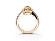 Milgrain Halo Engagement Ring Setting for Fancy Yellow Marquise Center with Three-Sided Pave Band and Prong Head in Rose Gold