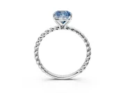 Solitaire Engagement Ring Setting for Fancy Blue Cushion Cut Center with Plain Twisted Rope Band and Prong Head in White Gold