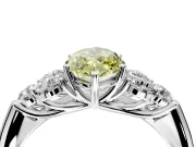 Cluster Engagement Ring Setting for Fancy Yellow Marquise Center with Round Cut Accent Frame and Prong Head in Platinum