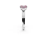 Solitaire Engagement Ring Setting for Fancy Pink Asscher Cut Center with Wide Knife Ridge Band and Prong Head in White Gold