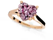 Solitaire Engagement Ring Setting for Fancy Pink Heart-Shaped Center with Tapered Shoulders and Prong Head in Rose Gold