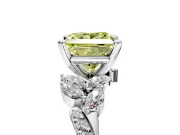 Solitaire Engagement Ring Setting for Fancy Yellow Princess Cut Center with Marquise Accent Twist Band and Prong Head in White Gold