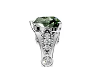 Solitaire Engagement Ring Setting for Fancy Green Heart-Shaped Center with Marquise and Bezel Accents and Prong Head in White Gold