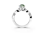 Solitaire Engagement Ring Setting for Fancy Green Marquise Center with Carved Leaf Shoulders and Prong Head in Platinum