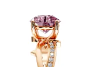 Solitaire Engagement Ring Setting for Fancy Pink Round Cut Center with Pave and Plain Crossover Band and Prong Head in Rose Gold