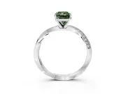 Side Accent Engagement Ring Setting for Fancy Green Radiant Cut Center with Accent Shoulders and Prong Head in Sterling Silver