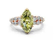 Cluster Engagement Ring Setting for Fancy Yellow Marquise Center with 2-Row Shoulder Clusters and Prong Head in Rose Gold